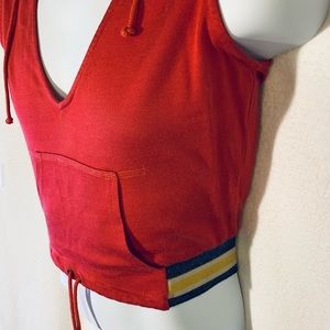 LaRok Cropped Hoodie Red Top Medium